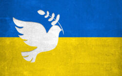 Farben der ukrainischen Flagge mit Friedenstaube