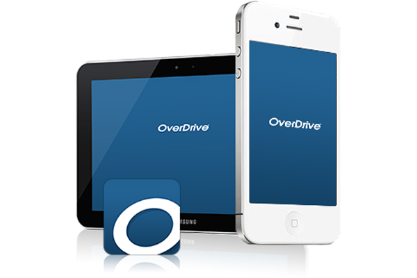 OverDrive-Logo auf Smartphone und Tablet